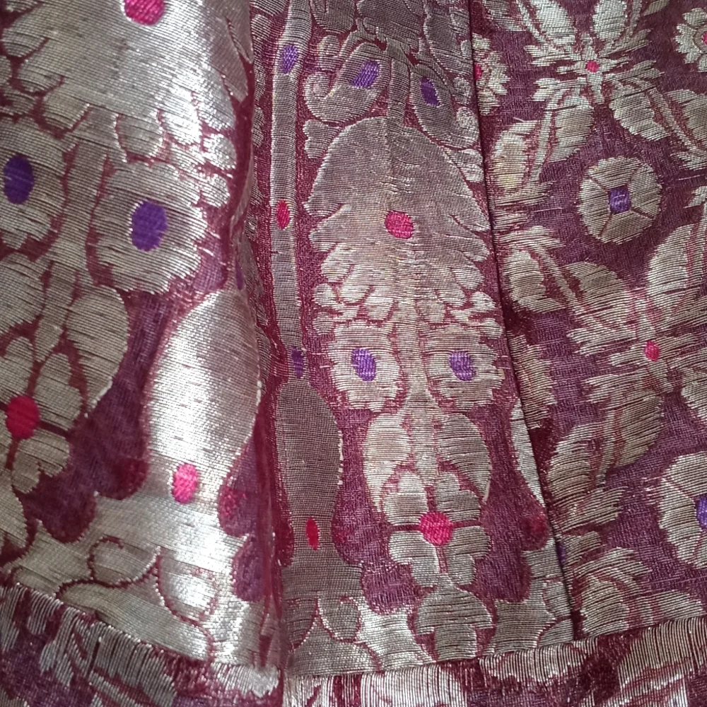 Stunning Silk Purple Metallic Patchwork Batik Pillow Sham from India 16”x16 1/2”